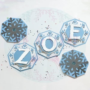 Bonito Banderin de copo de nieve de Frozen para cumpleaños y fiestas  archivo de corte PNG,SVG y EPS, comprimido en un archivo .zip