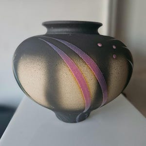 Vintage 80s Michael Cho Studio Raku Art Pottery Vase:
