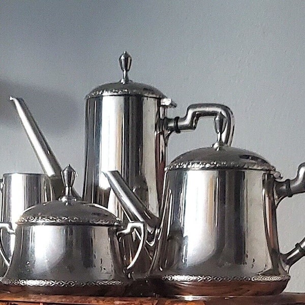 Antique Art Nouveau WMF Geislingen Silverplate Tea & Coffee Set ca 1905