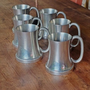 Vintage Mid Century James Dixon & Sons Sheffield Pewter 3/4 Pt Ale Tankards x6
