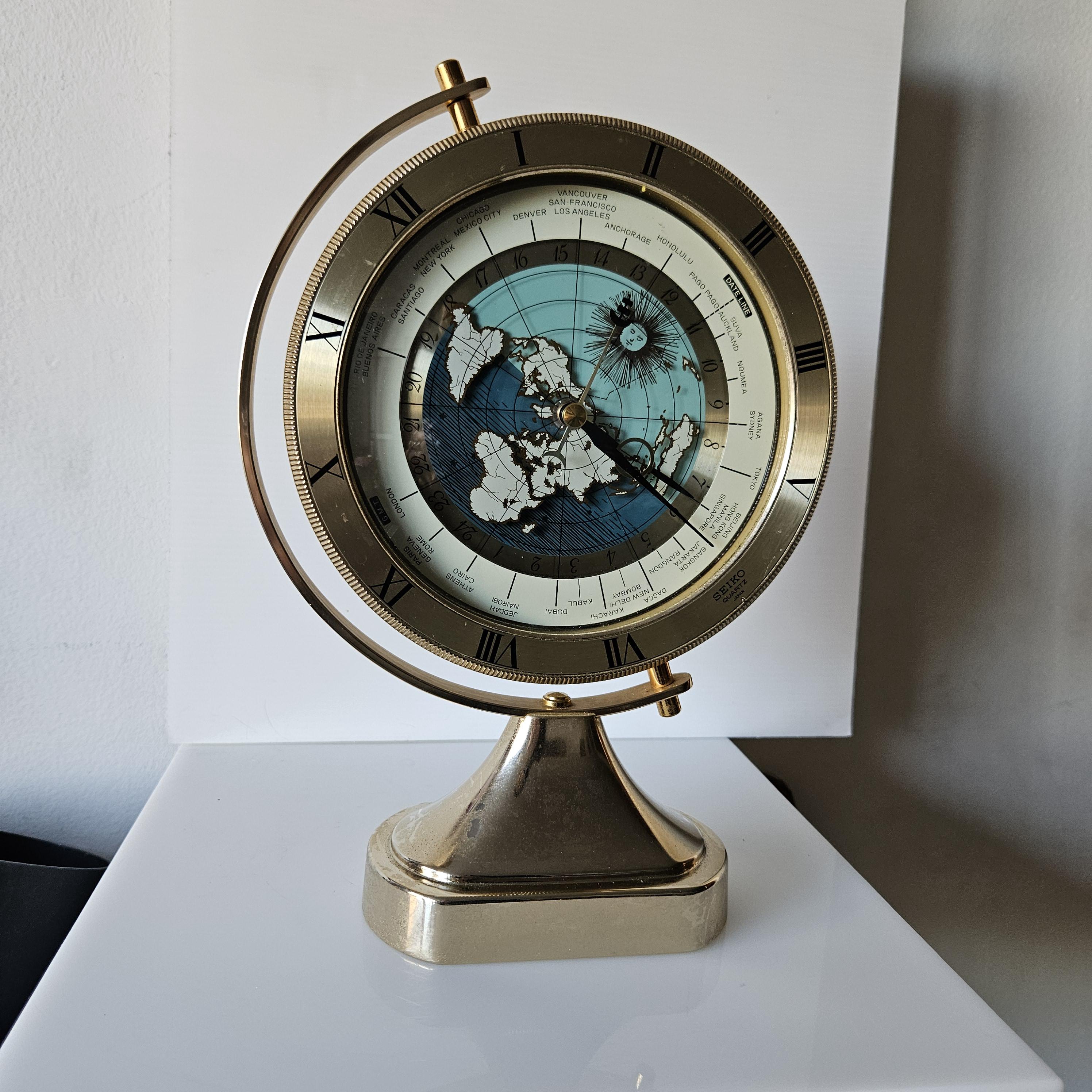 Vintage SEIKO Rotating Globe Quartz Table World Clock - Etsy