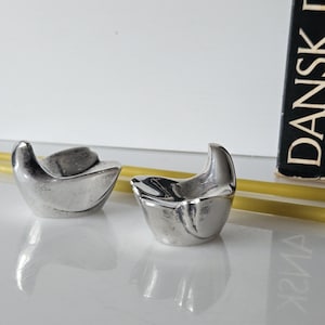 Vintage DANSK Designs GC Pair of Silver Plated Doves Tiny Taper Holders + Box of DANSK 17&quot; Tiny Tapers