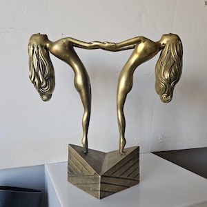 Antique Art Nouveau Nuart Metal Creations Dancing Nymphs Sculpture ca.1910-15
