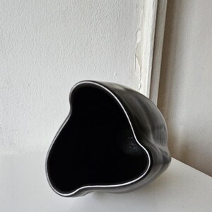 Vintage Mid 20C Sculptural Organic Black Satin Glaze Studio Pottery Vase image 7
