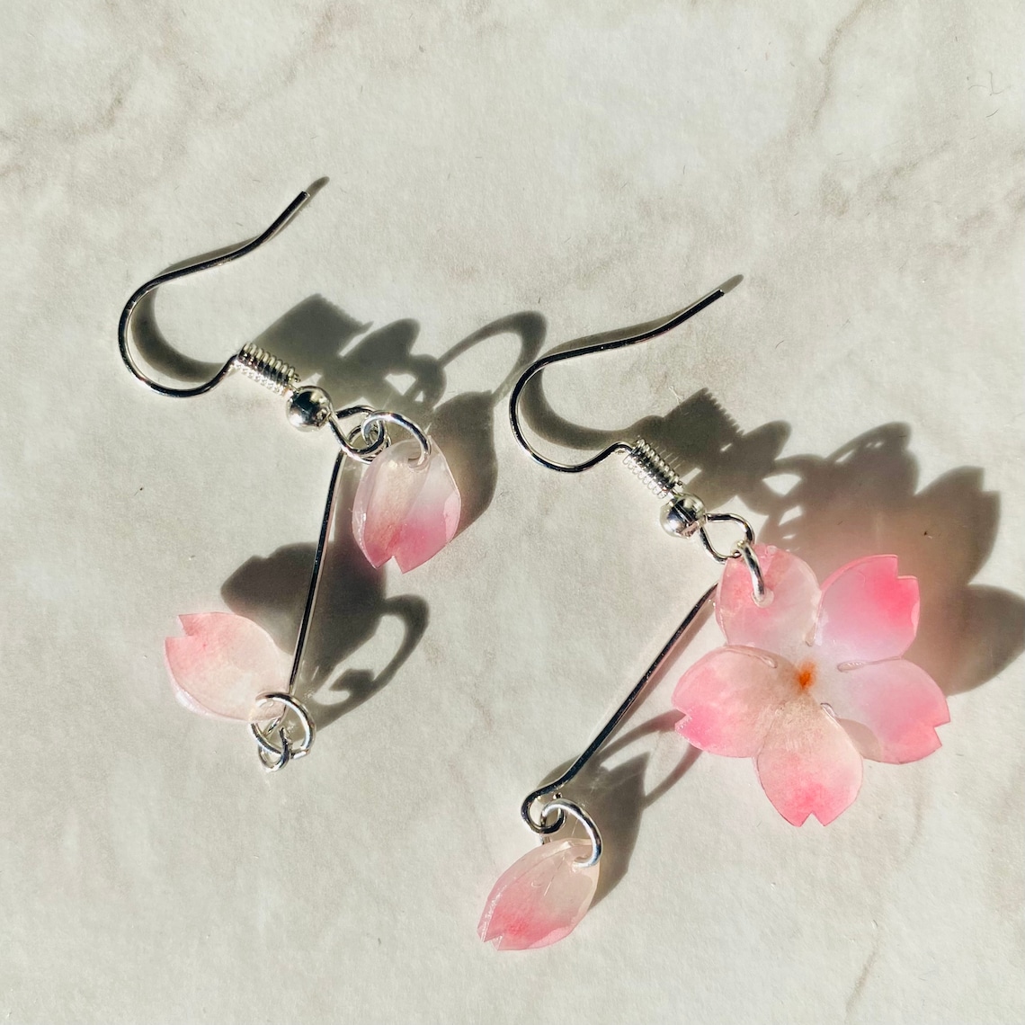 Cherry blossom dangle earrings Pink Sakura drop earrings Etsy