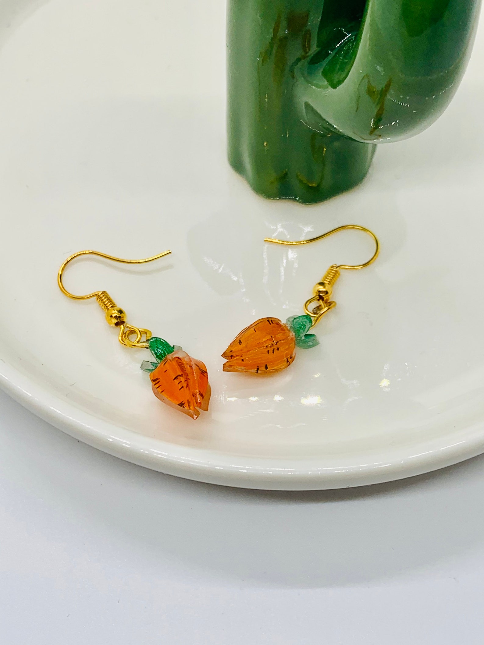 Cute carrot dangle earrings Clear drop earrings funky | Etsy