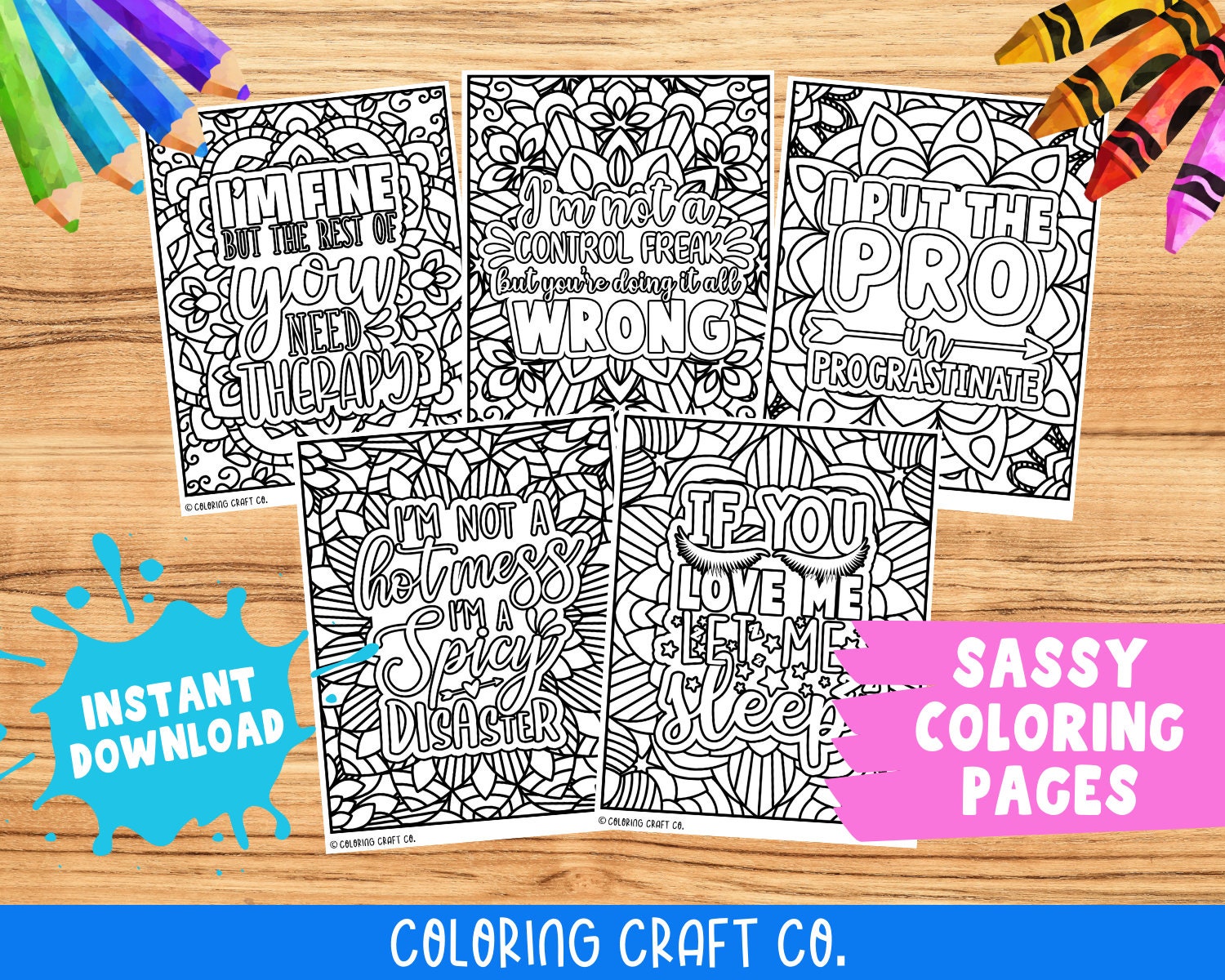 Set 4 Sassy Snarky Sarcastic Adult Coloring Pages Printable | Etsy
