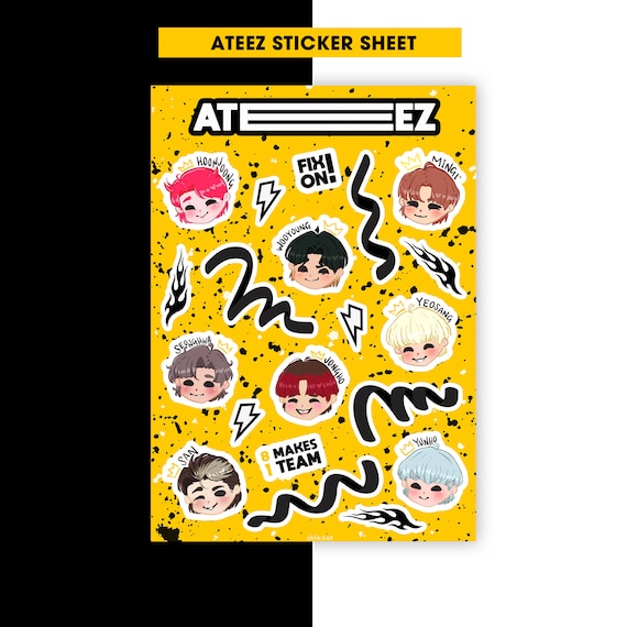 280PCS ATEEZ Stickers Set,ATEEZ Cute Stickers for  Door,Car,Skateboard,Cellphone Stickers,Gift for Fans(Black)