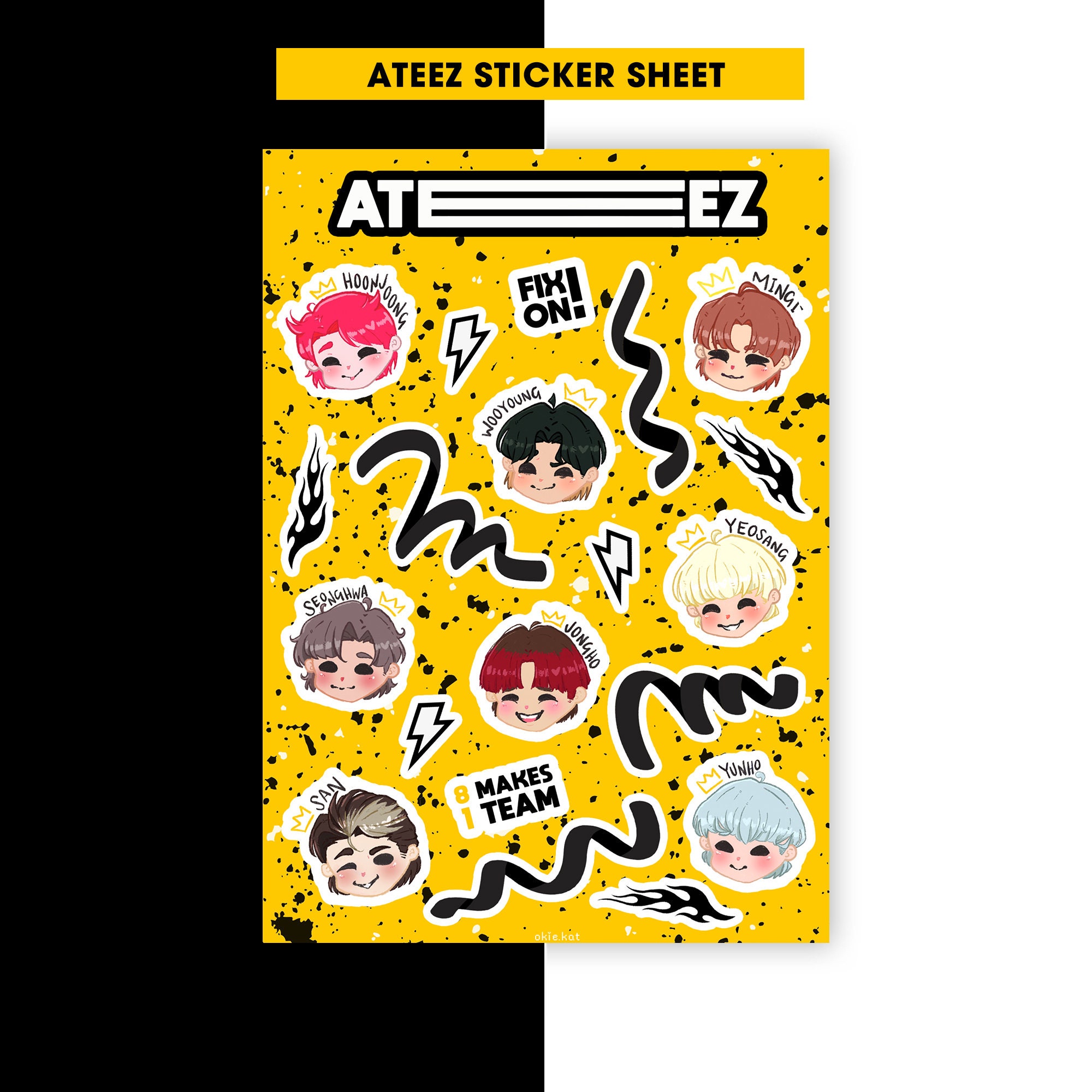 ATEEZ Sticker Sheet | Kpop Sticker Sheet | Kpop Sticker Set