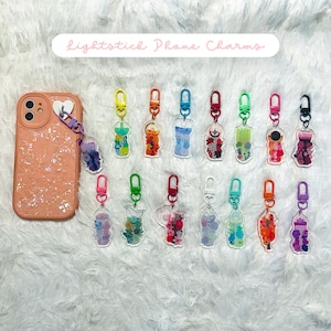 KPop Lightstick Phone Charms | BTS | Ateez | TxT | Monsta X | Stray Kids | NCT | Astro | SVT | New Jeans | The Boyz | Enhypen | Le Sserafim