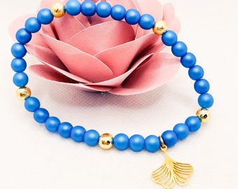 Fußkette, Fußkettchen, Perlenfußkette, blaue Perlen, Geschenkidee, Sommerschmuck, PerlenartigDE, Fußschmuck,  blaue und goldene Perlen