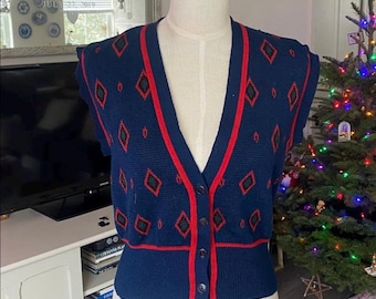 Chaleco de punto de lana con diseño de rombos de Pendleton, estilo vintage de los años 70/80.