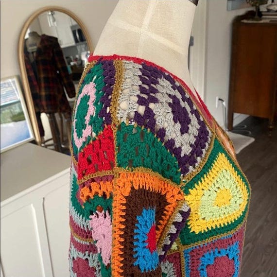 Vintage 1990s Y2K Express Patchwork Crochet Top - image 5