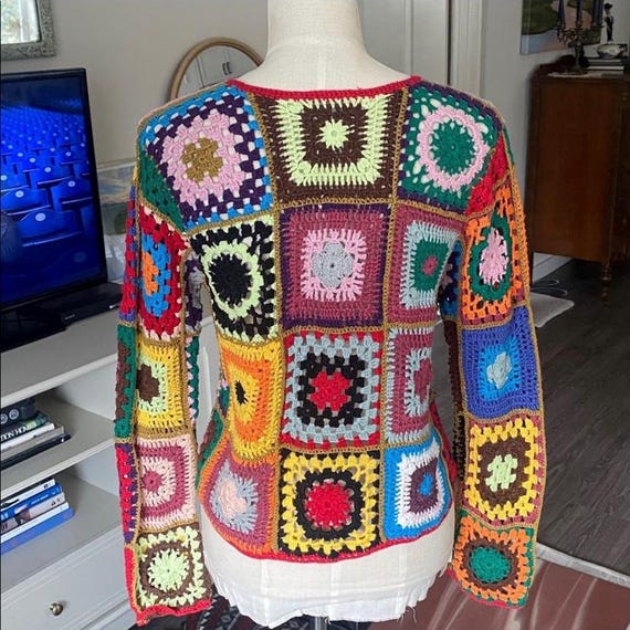 Vintage 1990s Y2K Express Patchwork Crochet Top - image 7