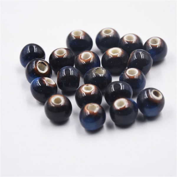 Original kiln change ceramic beads colored glaze beads Black and blue bead jewelry accessories bracelet necklace bead curtain accessories