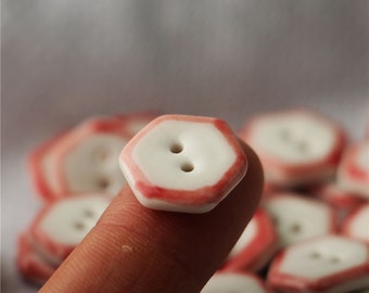 16mm ceramic button hexagonal ceramic button texture button hand drawn line button clothing decoration button