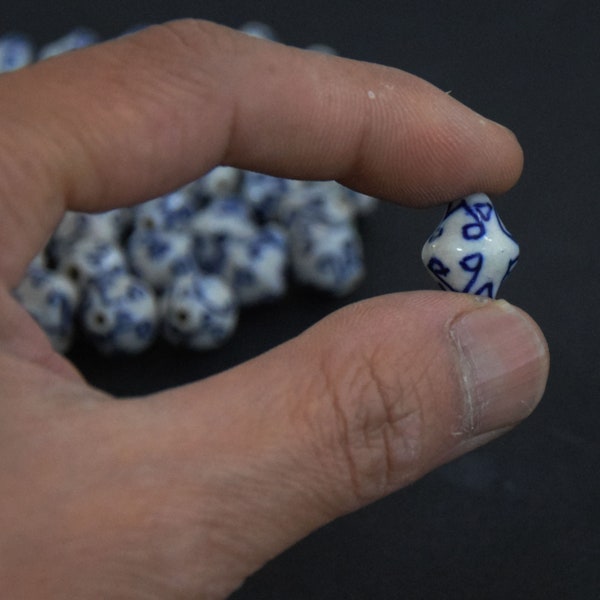 Handmade Ceramic Lantern-shaped blue and white beads, earrings accessories, bracelet beads, 15 mm wedding gifts, diy jewelry accessories