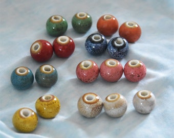 Ceramic round beads porcelain beads colored bracelet beads candy colored beads rainbow colored porcelain beads hand-made beads accessories