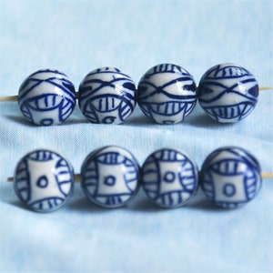 Ceramic beads hand painted patterns porcelain beads Bohemian style porcelain beads personalized accessories DIY jewelry Porcelain Earrings