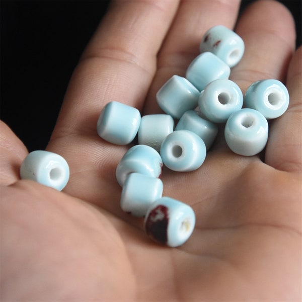 Sky Blue Ceramic Beads Porcelain Beads Perforated Beads Jewelry Accessories Bracelet Beads Ceramic Loose Beads diy Accessories