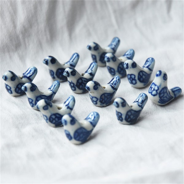 Ceramic archaeopteryx hand-painted porcelain beads blue and white porcelain small animal accessories bracelet beads necklace pendant