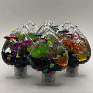 Fish + Artificial Marimo Moss Ball Shaker Aquarium Keychains!