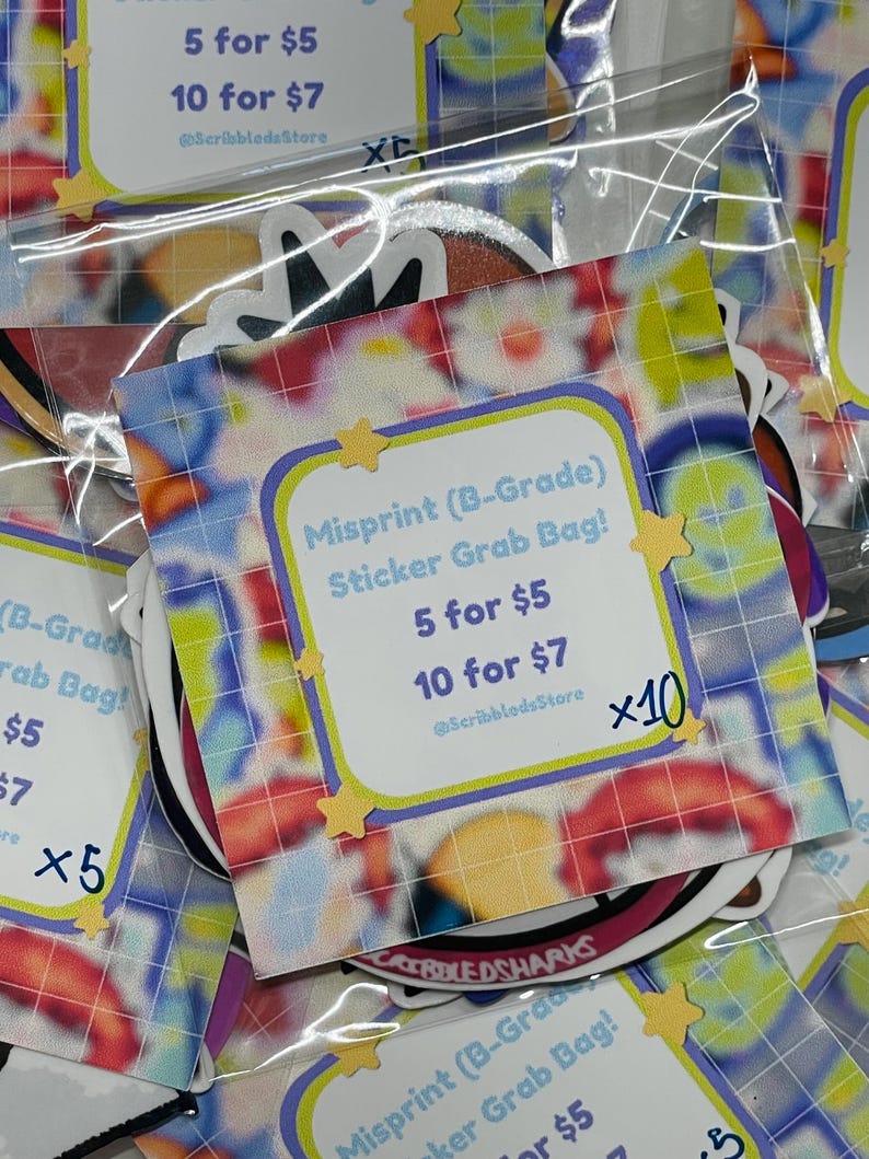 Misprinted Label Misprint (b-grade) Sticker Grab Bag! - Etsy
