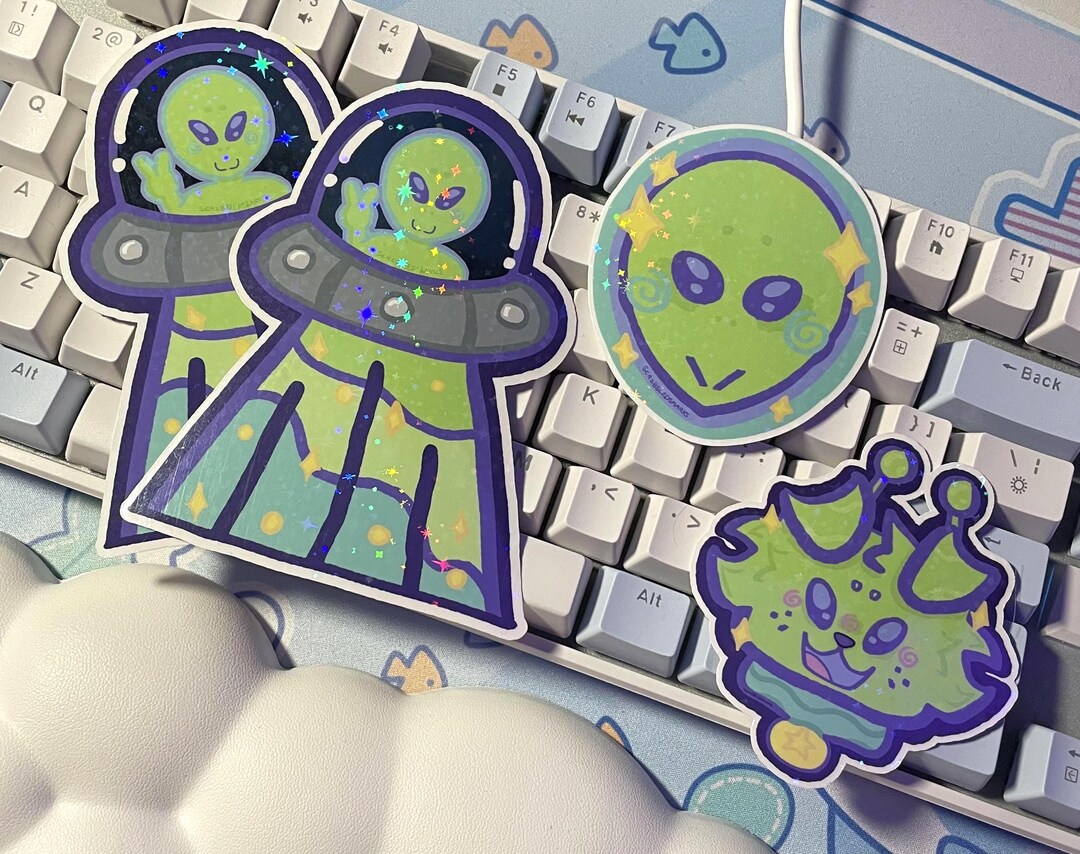 Holographic Alien Themed Sticker Set! (waterproof) - Etsy