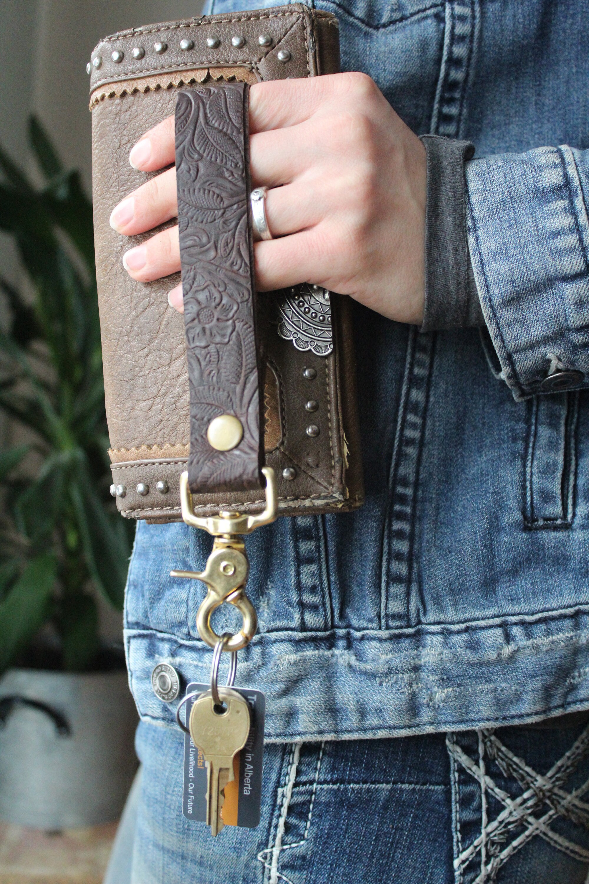 Western Leather Keychain Wristlet Etsy