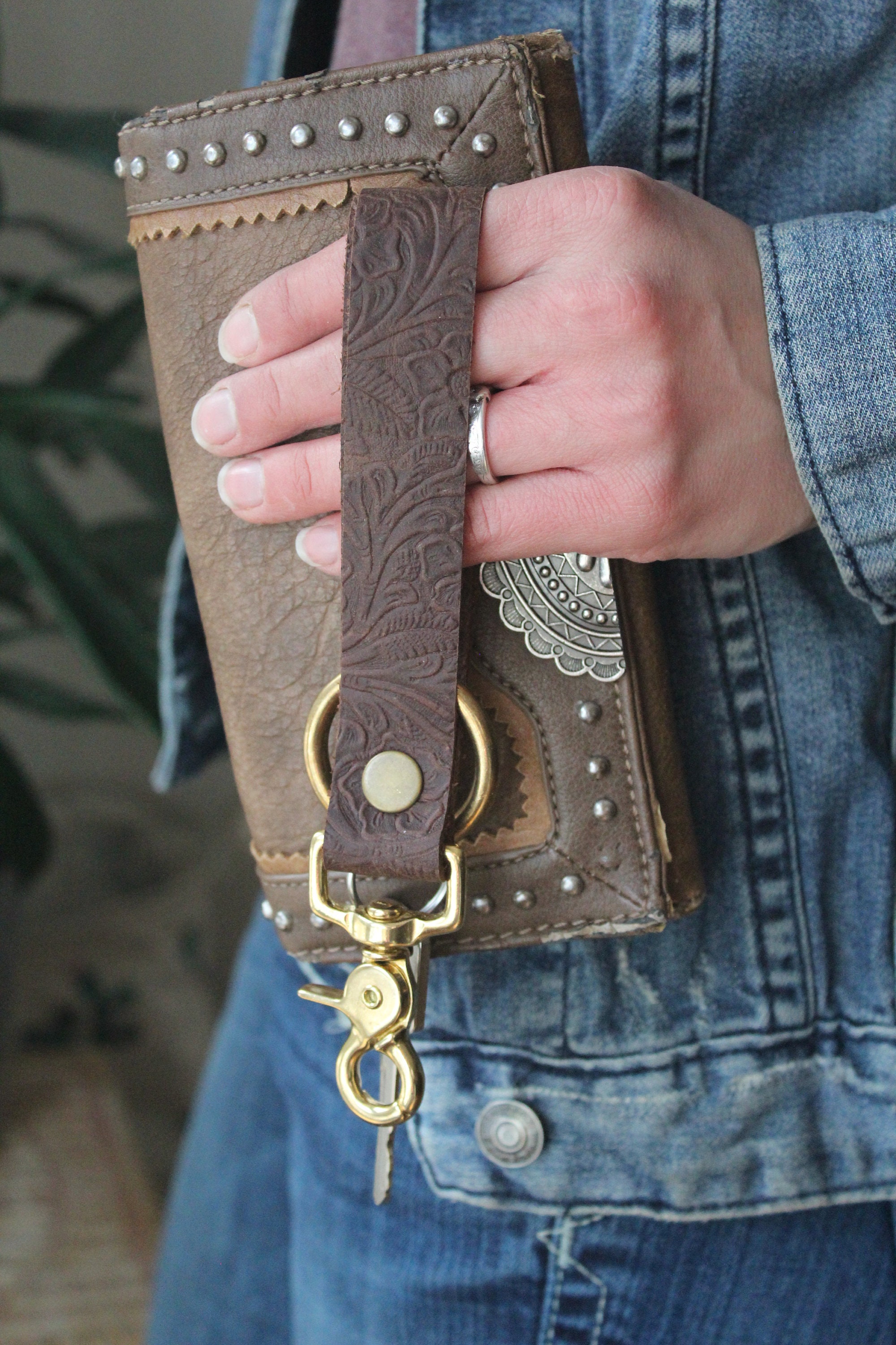 Western Leather Wristlet Keychain Etsy
