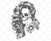 Woman Sugar Skull Digital File, Woman Svg, Sugar Skull Svg, Calavera Svg, Dia de los Muertos Svg, Day of the Dead Svg