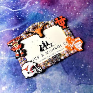 UT Texas Longhorn Charm Bling ID Holder | Badge Holder | Rhinestone Lanyard Card Holder | Badge Reel | Student ID Holder