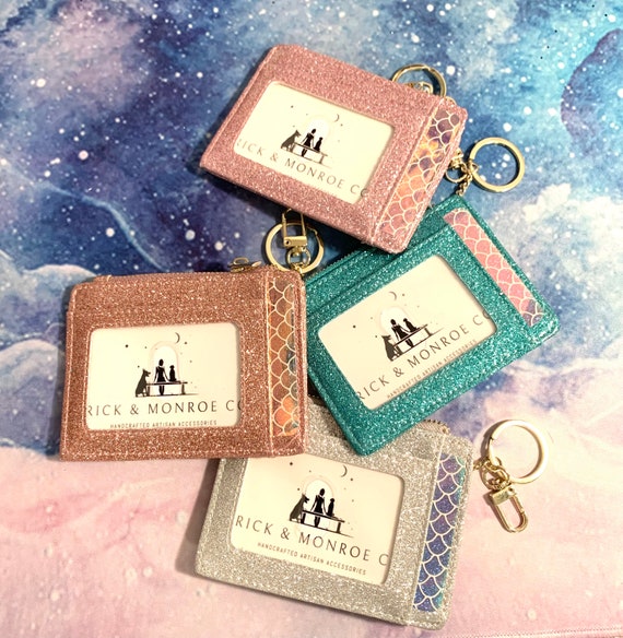 Portafoglio portachiavi glitterato personalizzato, porta carte da polso - Italia