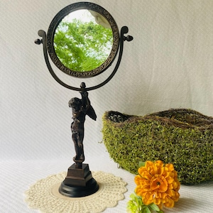 Antique Art Nouveau Cherub Dresser Mirror/ Vanity Mirror