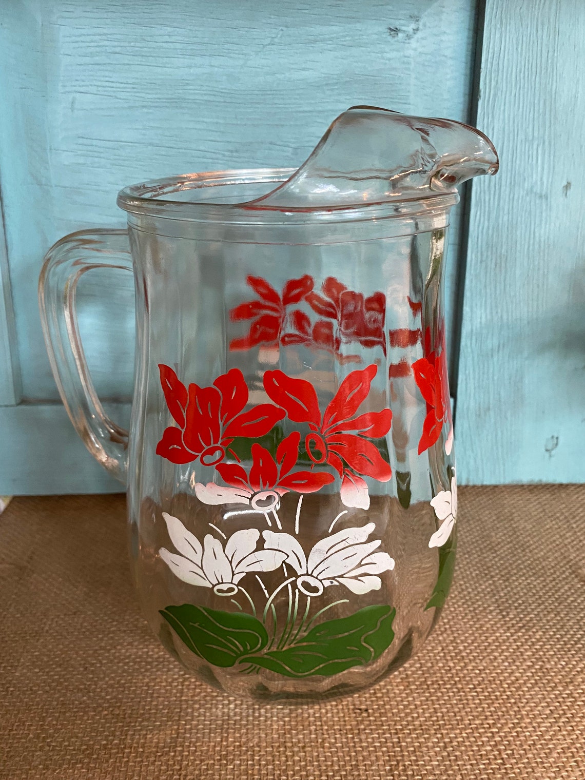 Vintage Glass Tea / Juice Pitcher 64 Oz. Etsy