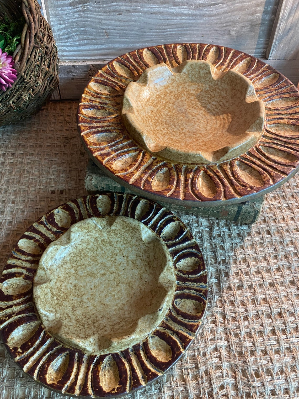 2 Pottery Ashtrays made by Pottery Treasure Craft Etsy