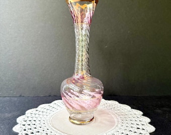 Hand Painted Bohemia Czech Glass Bud Vase