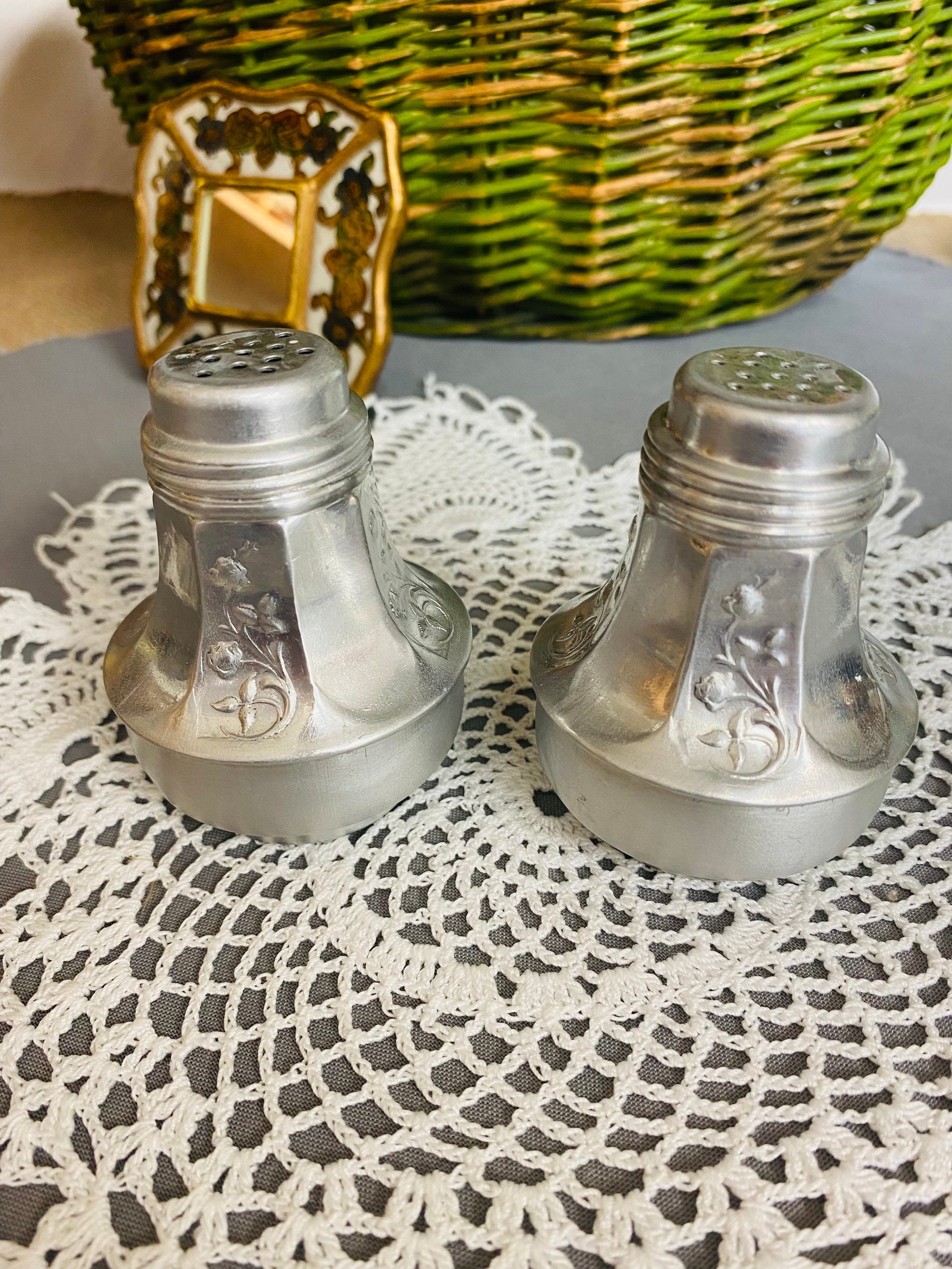 Antique Pewter Salt and Pepper Shakers Etsy UK