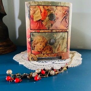 Small Wooden Decoupage Storage Box/ Trinket Box / Tea Box