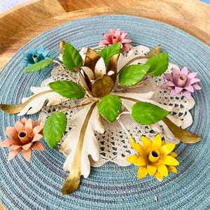 Colorful Italian Toile Painted Centerpiece Candle Holder