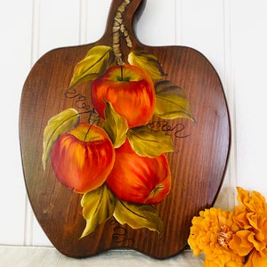 Wooden Apple Cutting Board w/ Hanger