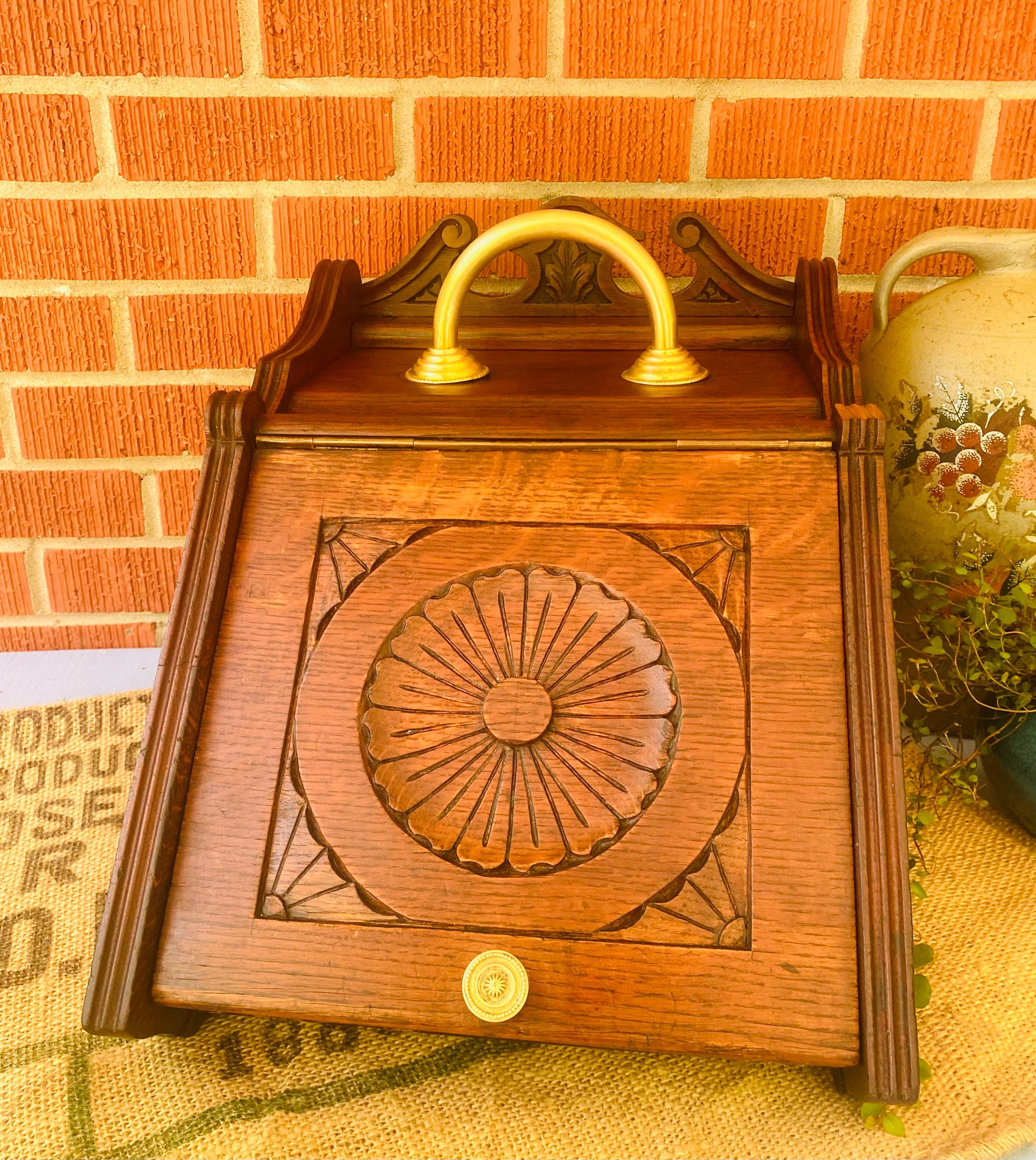 Antique Victorian Hand Carved Oak Wood Coal/ash Shuttle Box - Etsy