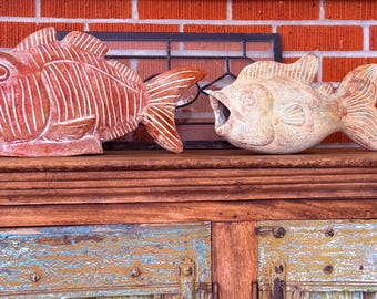 Pair of X-Large Terra Cotta Fish Sculptures/ Statues