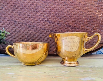Cardinal China Company Warranted 22K Lady Hamilton Creamer & Cup