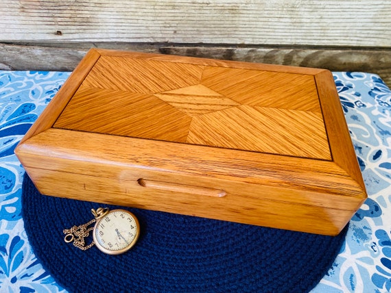 Oak Inlayed Wooden Jewelry Box w/ Tray - image 2