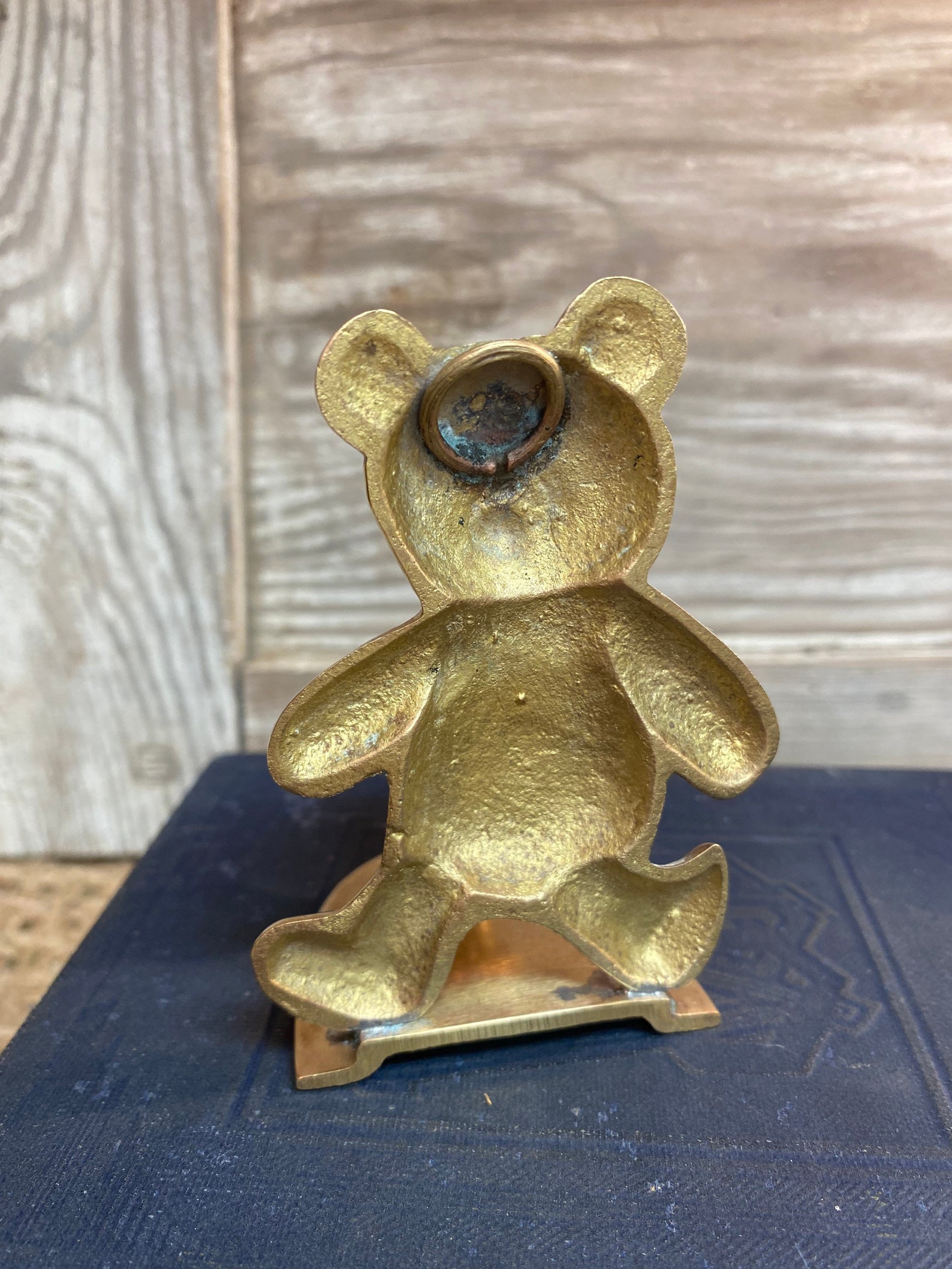 Small Vintage Brass Teddy Bear Candleholder Etsy