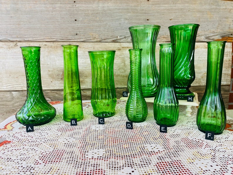 Vintage Green Glass Vases image 7