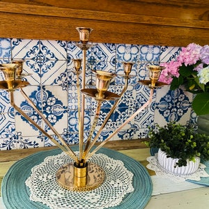 Vintage Mid-Century Modern Brass Candelabra Rare & Unique image 9