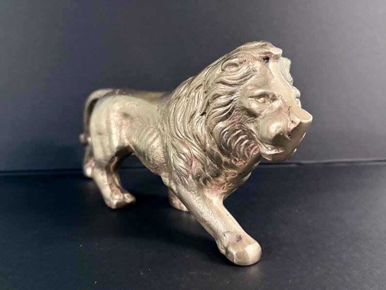 Large Antique Solid Brass Lion Statue - Etsy