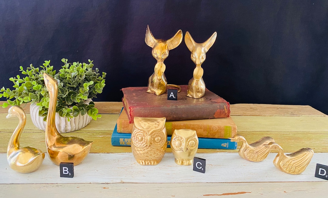 Pairs of Antique Brass Animal Figurines Etsy